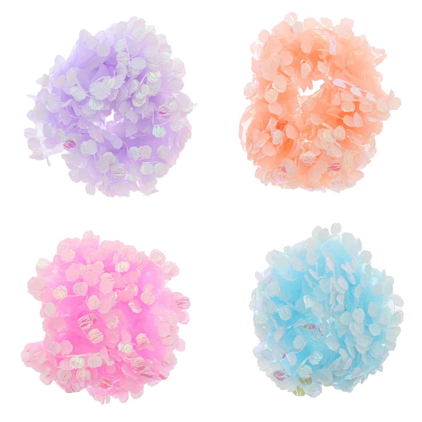 2 on a Card Assorted Ruffle Scrunchies With Flowers