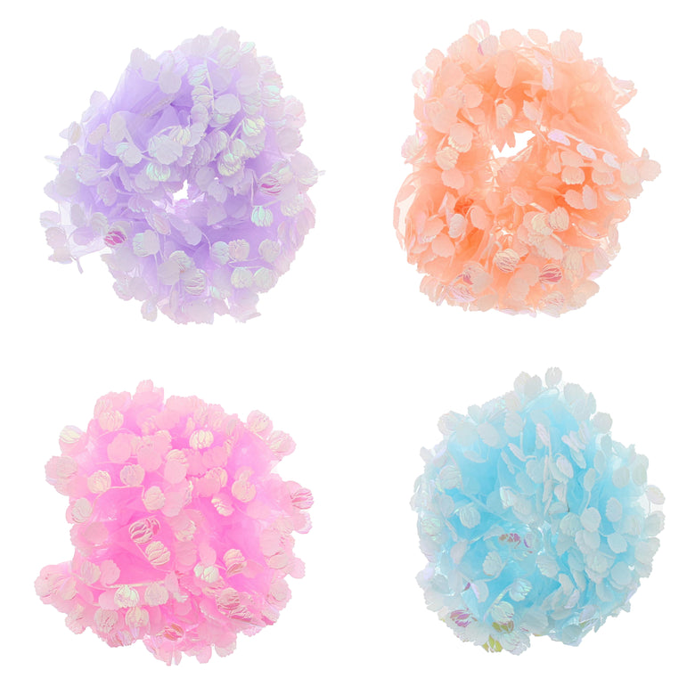 2 on a Card Assorted Ruffle Scrunchies With Flowers