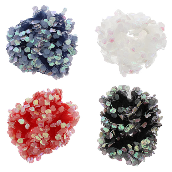 Pair of Assorted Ruffle Hair Scrunchies With Flowers
