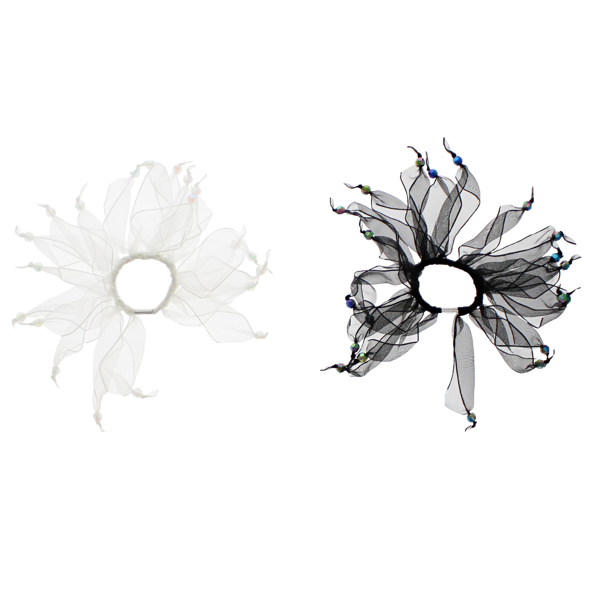2 on a Card Black and White Windmill Scrunchies with Stones