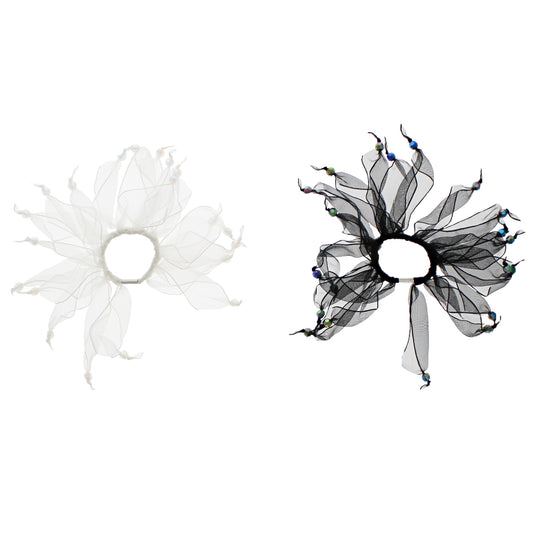 2 on a Card Black and White Windmill Scrunchies with Stones