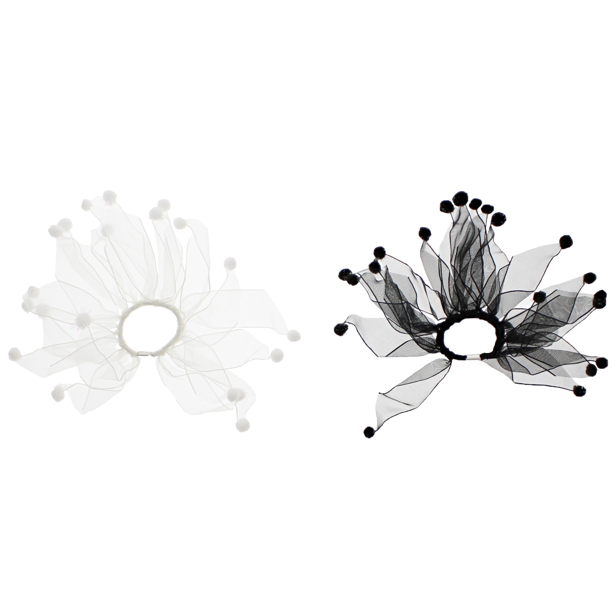 Pair of Windmill Hair Scrunchies with Pom Poms