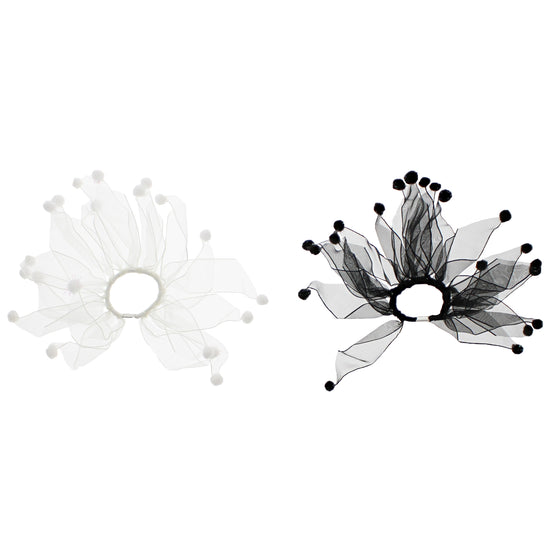 Pair of Windmill Hair Scrunchies with Pom Poms