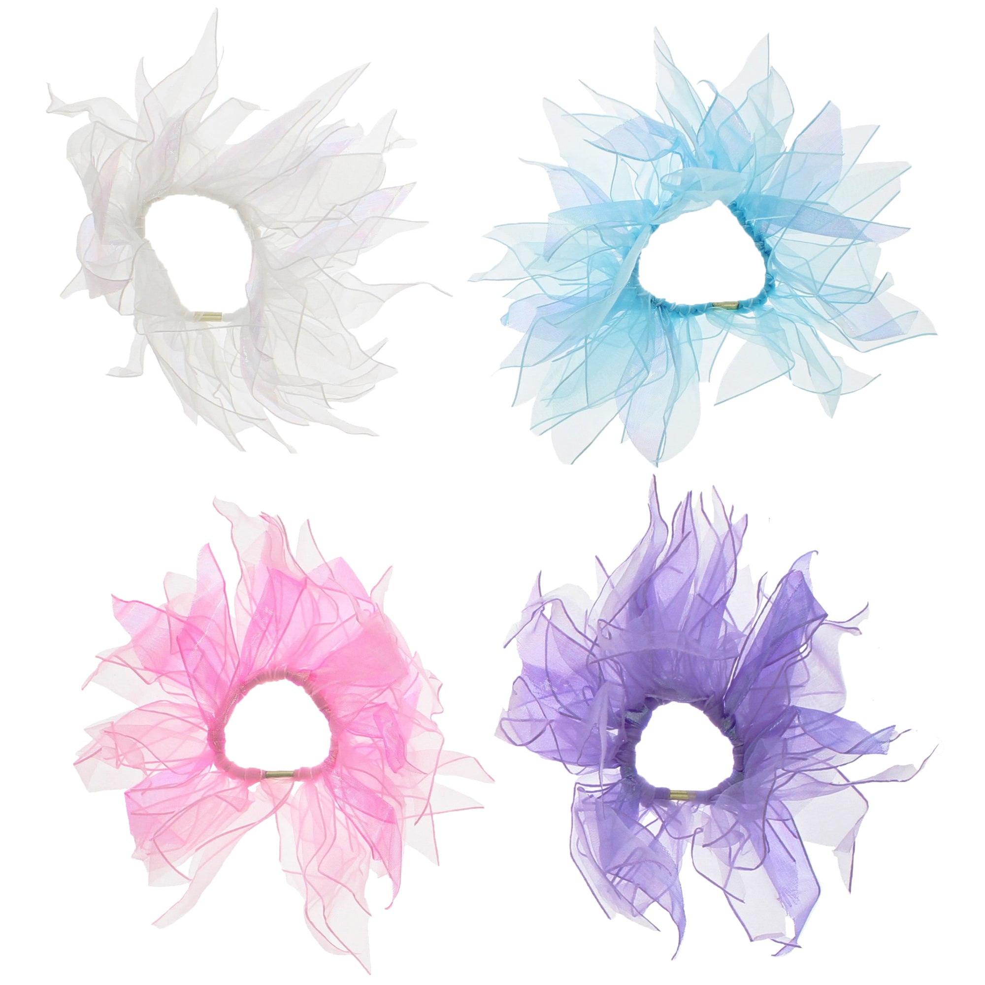 Pair of AB Shiny Double Layer Windmill Hair Scrunchies