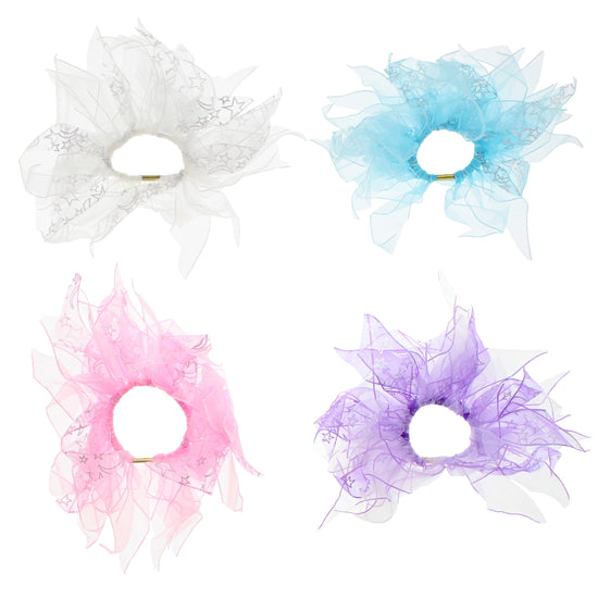 Pair of Double Layer Windmill Hair Scrunchies With Stars