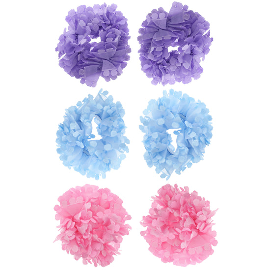 Pair of Assorted Pastel Ruffle Scrunchies With Flowers