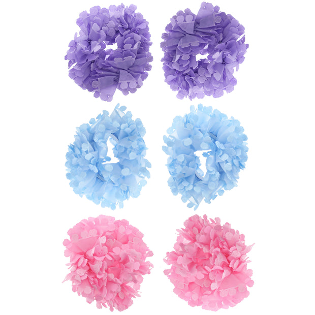2 on a Card Assorted Pastel Ruffle Scrunchies With Flowers
