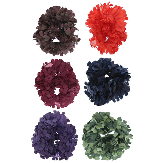 Pair of Assorted Ruffle Hair Scrunchies With Flowers