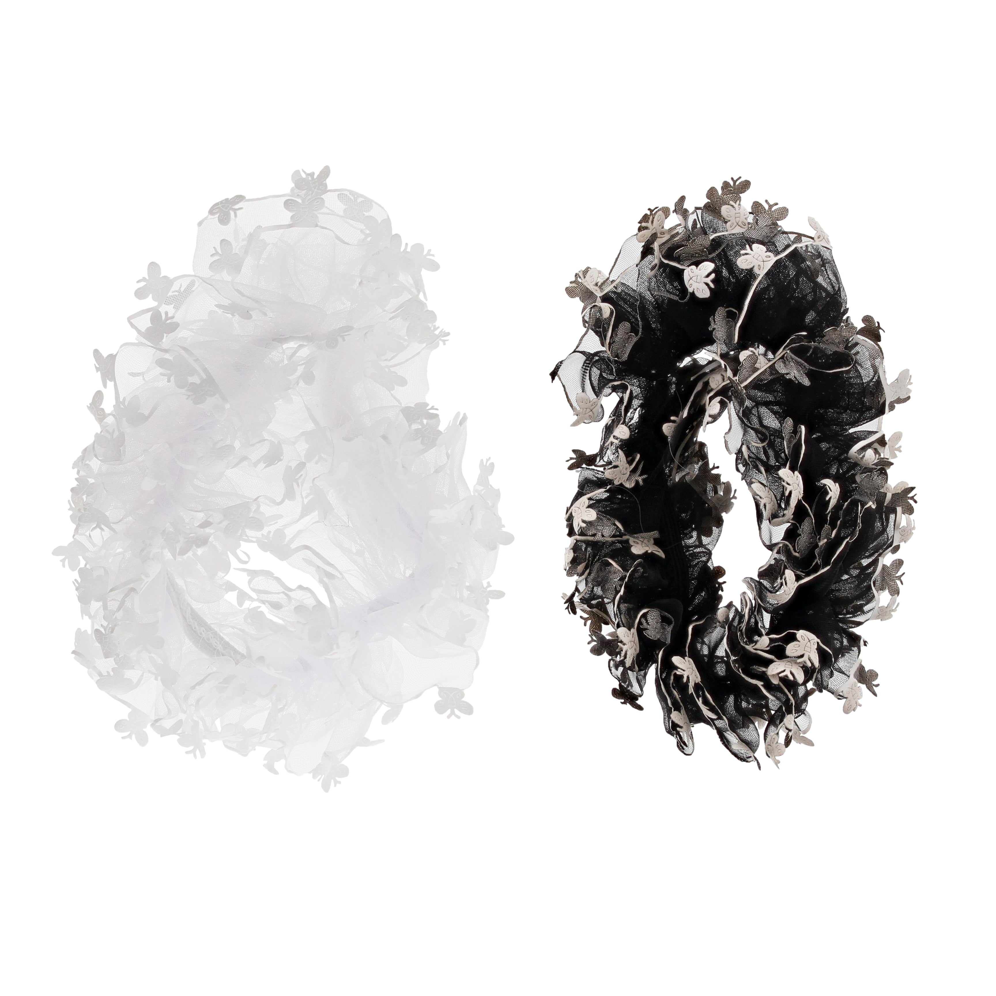 Pair of Ruffle Hair Scrunchies With Butterflies