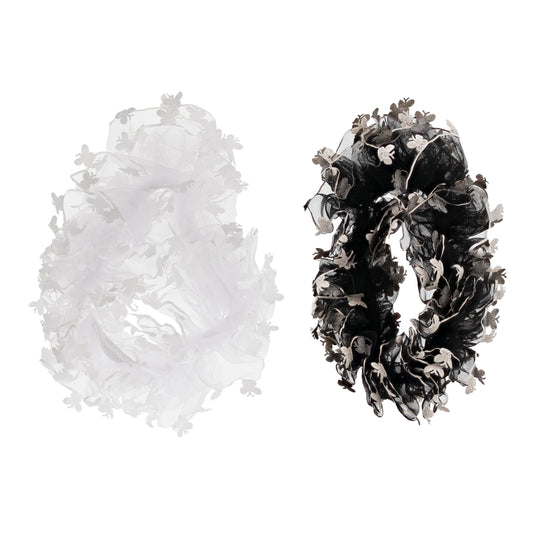 Pair of Ruffle Hair Scrunchies With Butterflies