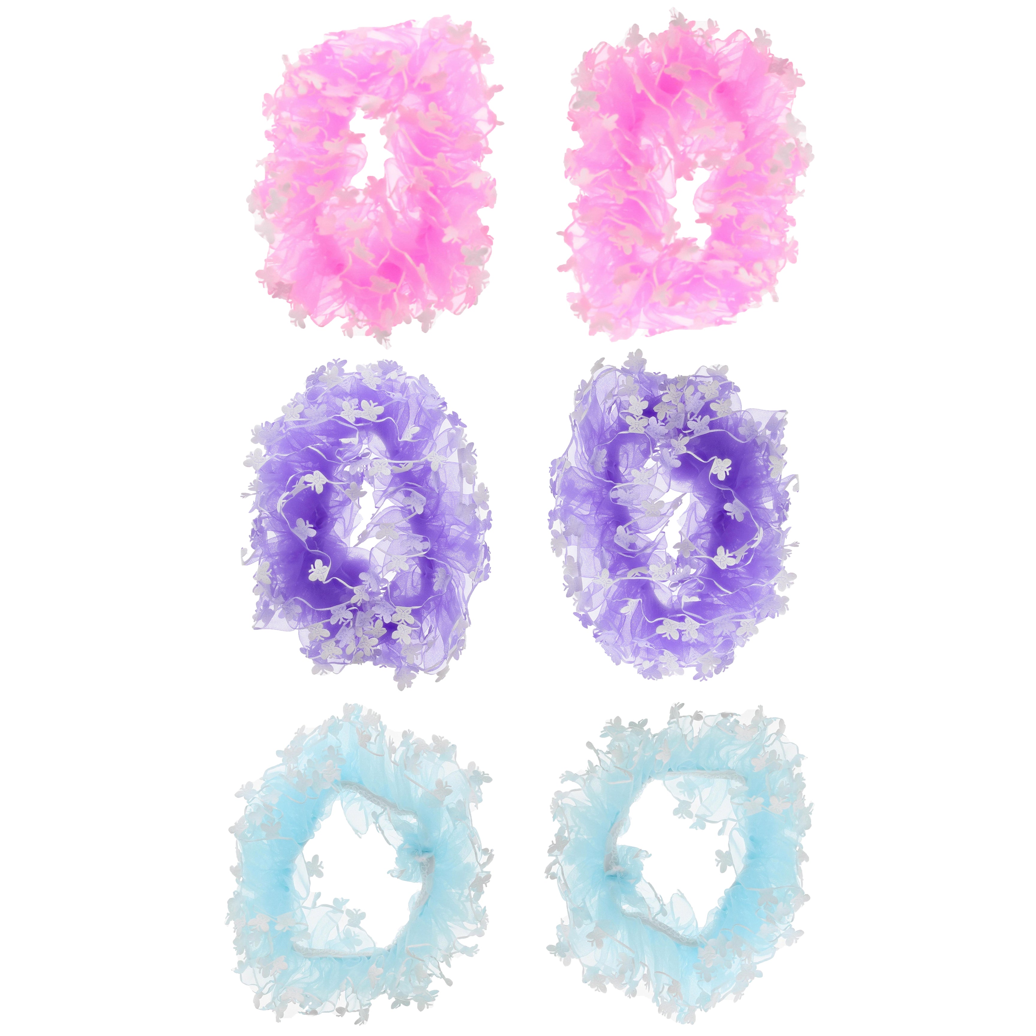 Pair of Ruffle Hair Scrunchies With Butterflies