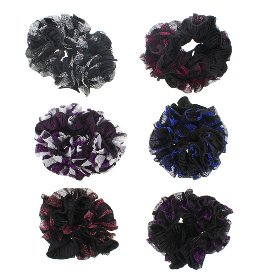 Assorted Glitter Three Tone Hair Scrunchies