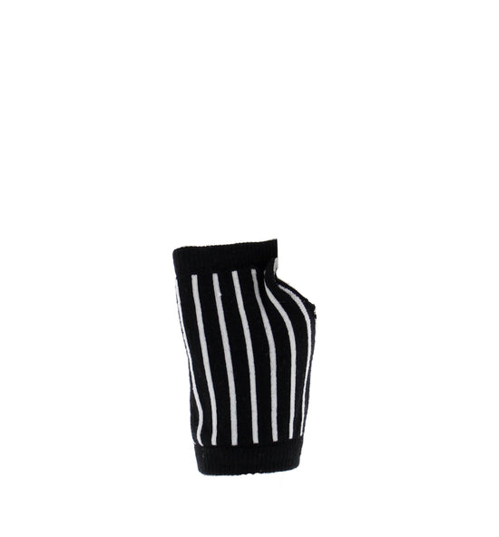Striped Fingerless Gloves with Skull & Red Bow