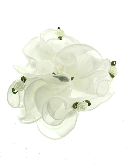 Gathered Satin Material on Elatic with Small Rose Flower Hair Bands