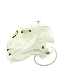 Gathered Satin Material on Elatic with Small Rose Flower Hair Bands
