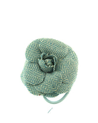 Tweed Rose Flower on Elastic & Brooch Pin