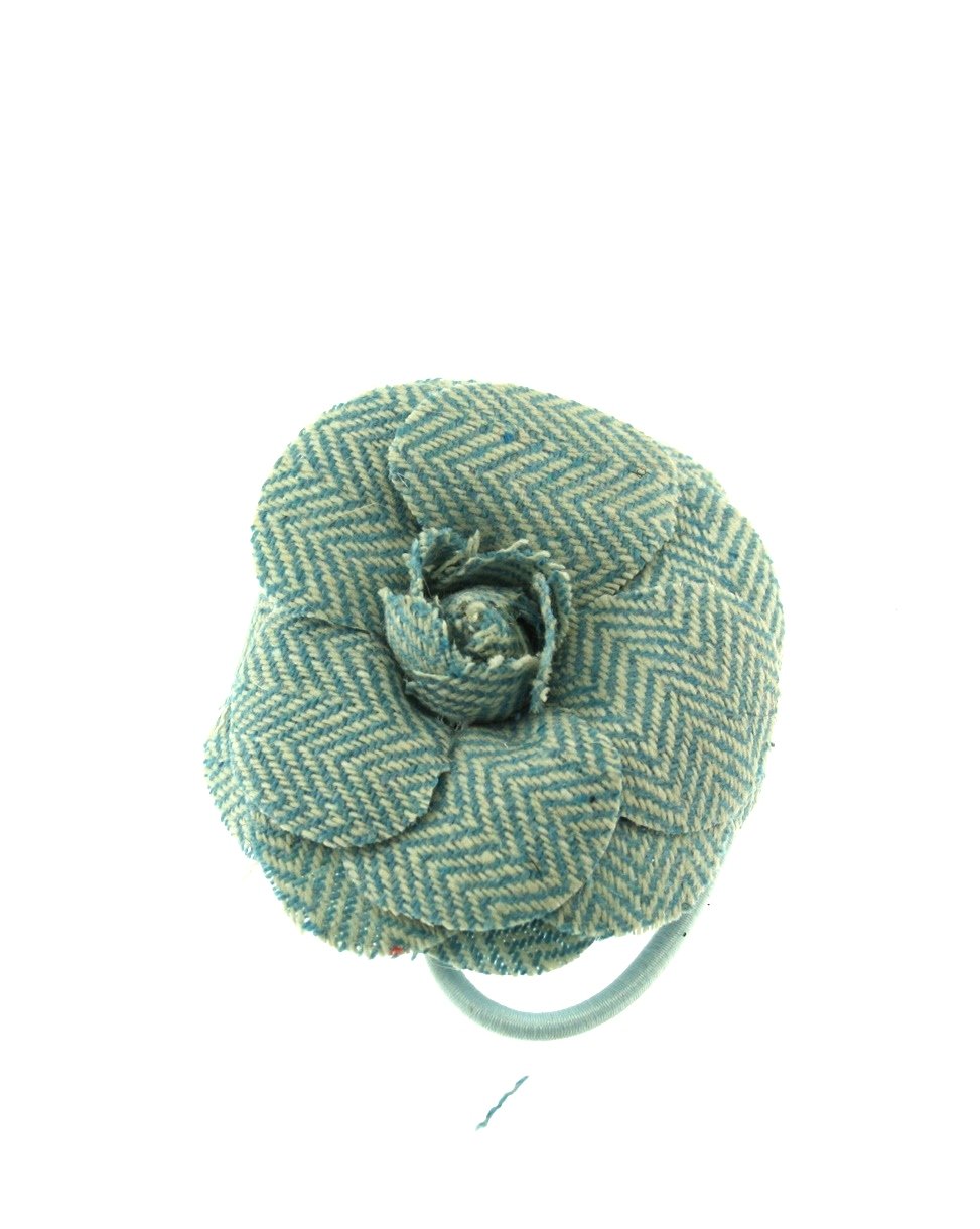 Tweed Rose Flower on Elastic & Brooch Pin