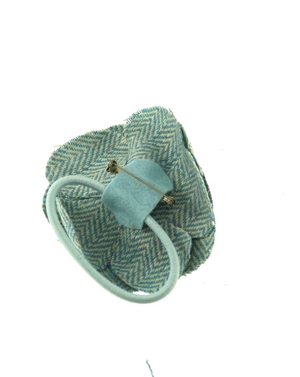 Tweed Rose Flower on Elastic & Brooch Pin