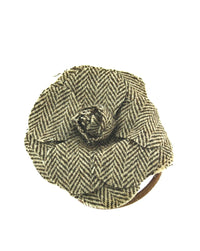 Tweed Rose Flower on Elastic & Brooch Pin