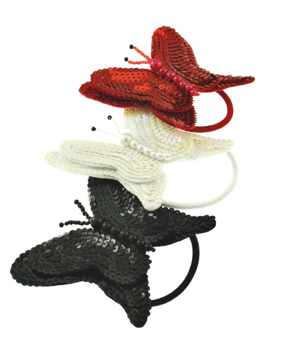 Sequin Butterflies on Hair Elastic