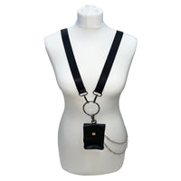 Black Mini Pouch for Headphones with Double Chain