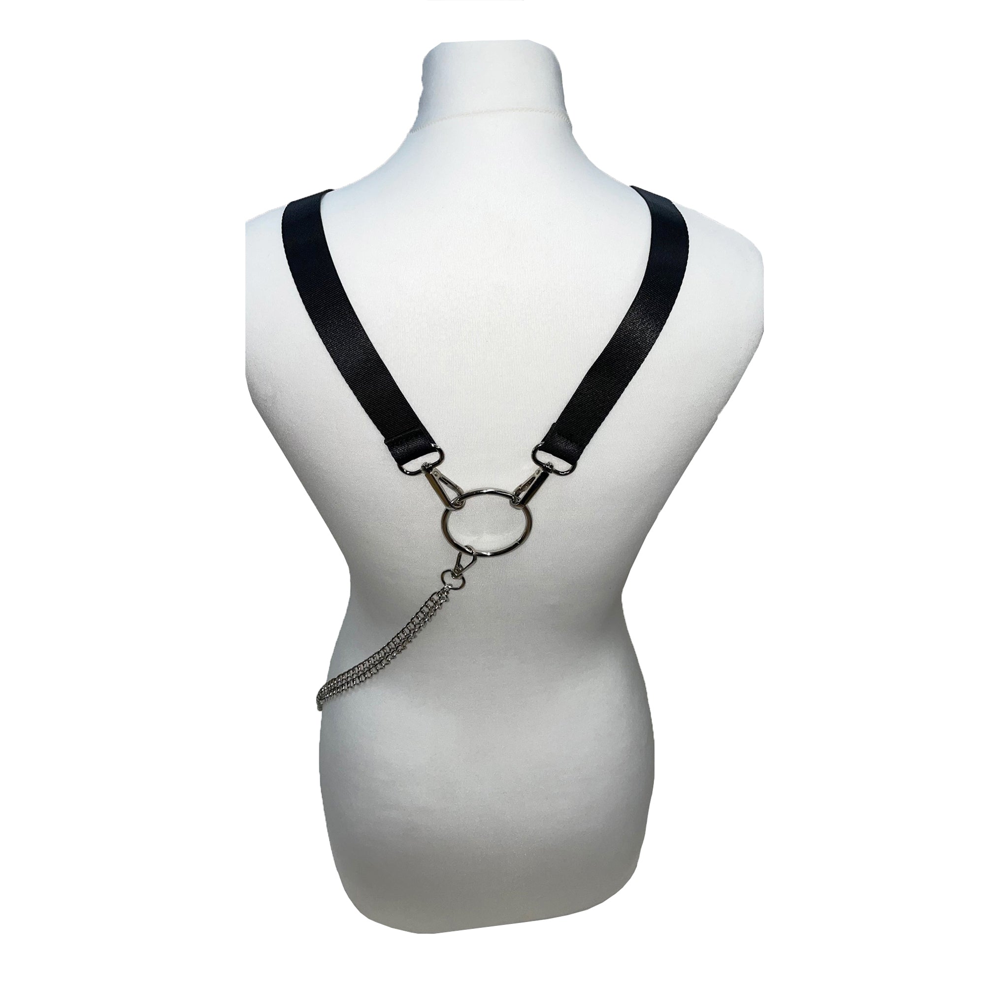Black Mini Pouch for Headphones with Double Chain