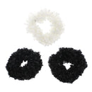 Set of 3 Frilly Lurex Black and White Scrunchies