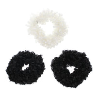 Set of 3 Frilly Lurex Black and White Scrunchies