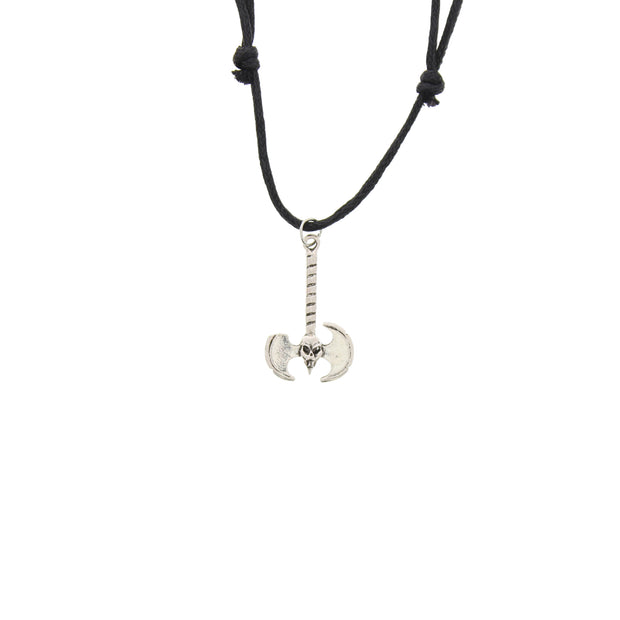 Skull Axe Pendant Corded Necklace