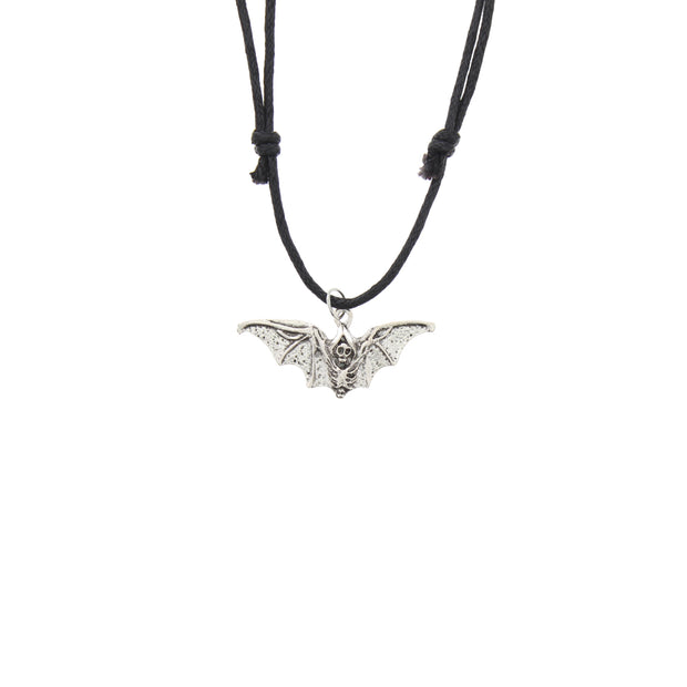 Skeleton Bat Pendant Corded Necklace