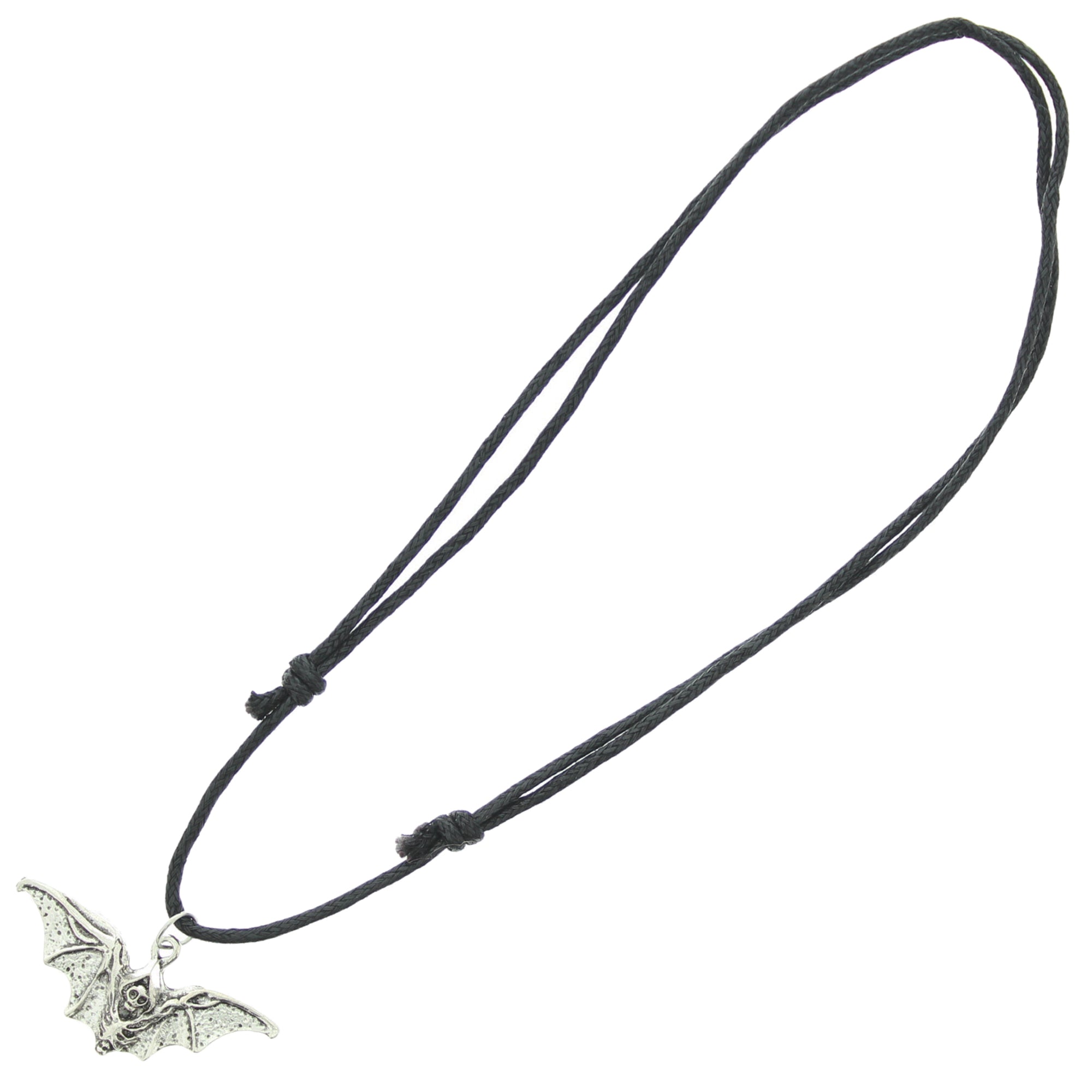 Skeleton Bat Pendant Corded Necklace