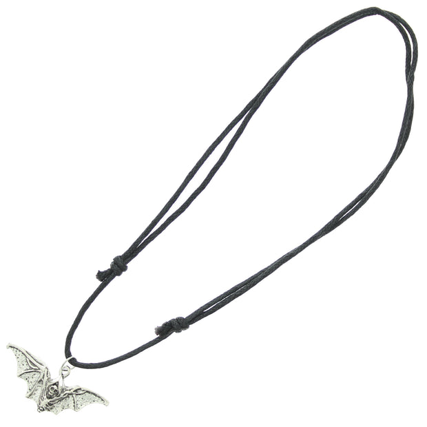 Skeleton Bat Pendant Corded Necklace