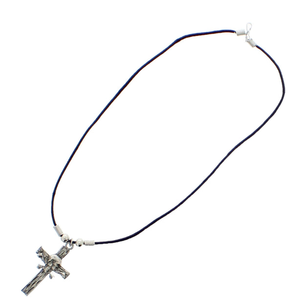 Skull & Crossbones Cross Pendant Corded Necklace