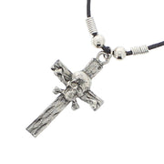 Skull & Crossbones Cross Pendant Corded Necklace