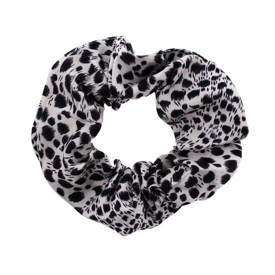 Black Leopard Print Satin Scrunchie