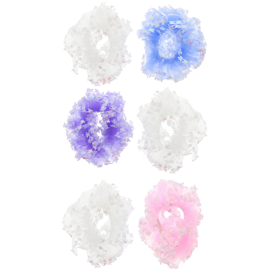 2 on a Card Assorted AB Pastel Ruffle Scrunchies With Butterflies