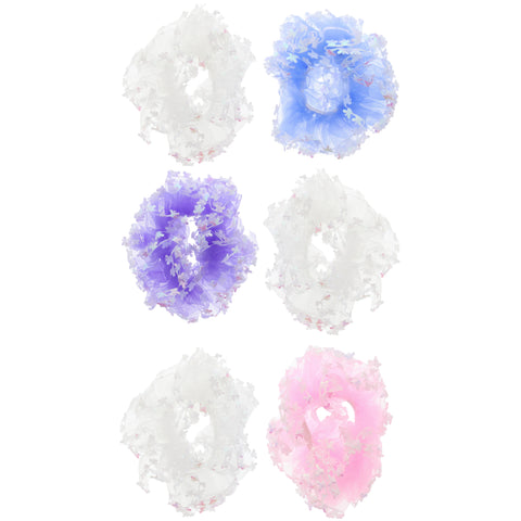 2 on a Card Assorted AB Pastel Ruffle Scrunchies With Butterflies
