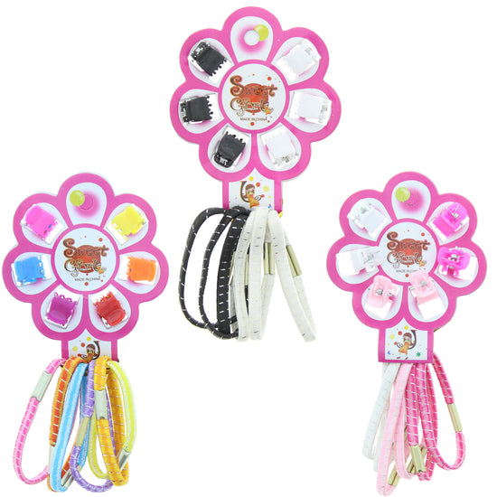 6 Mini Clips & 6 Hair Elastics Accessories Set