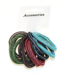 Glitter Metal Free Hair Elastics Assorted 12pcs/card
