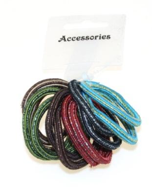 Glitter Metal Free Hair Elastics Assorted 12pcs/card