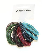 Glitter Metal Free Elastics Assorted 12pcs/card