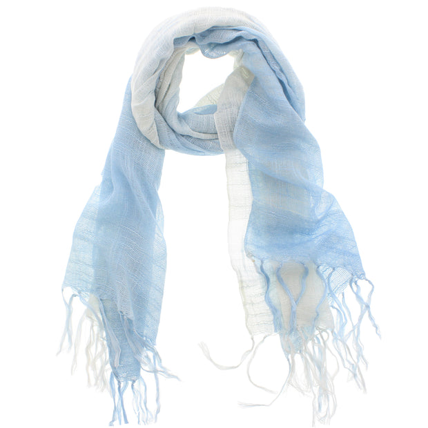 Two Tone Colour Lightweight Scarf with Tassels