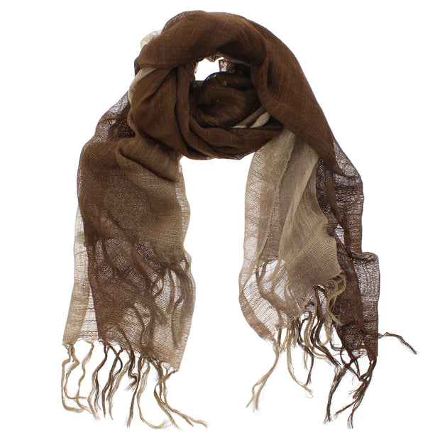 Two Tone Colour Lightweight Scarf with Tassels