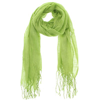 Plain Long Lightweight Scarf with Tassels