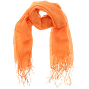 Plain Long Lightweight Scarf with Tassels