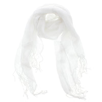 Plain Long Lightweight Scarf with Tassels