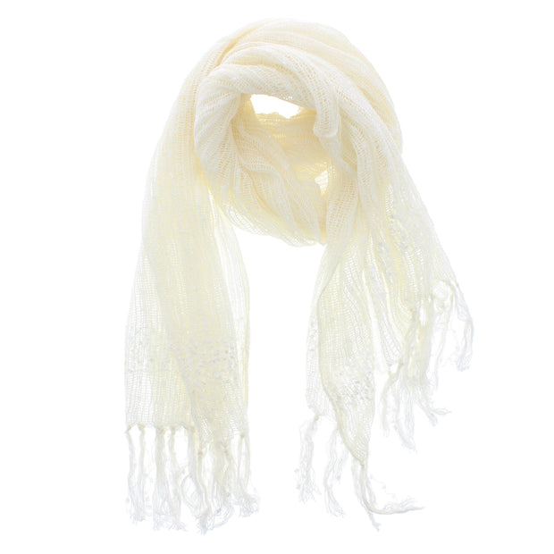 Two Tone Colour Lightweight Net Scarf with Tassels