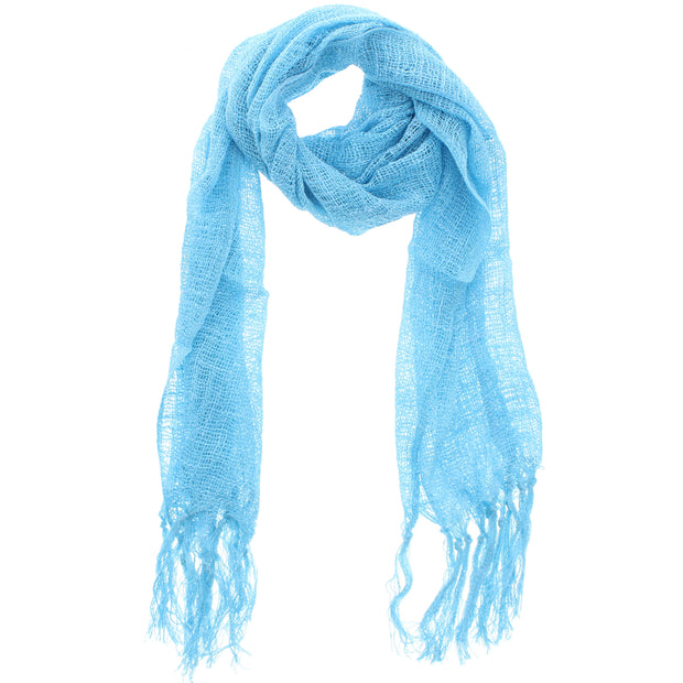 Plain Lightweight Cotton Scarf with Tassels