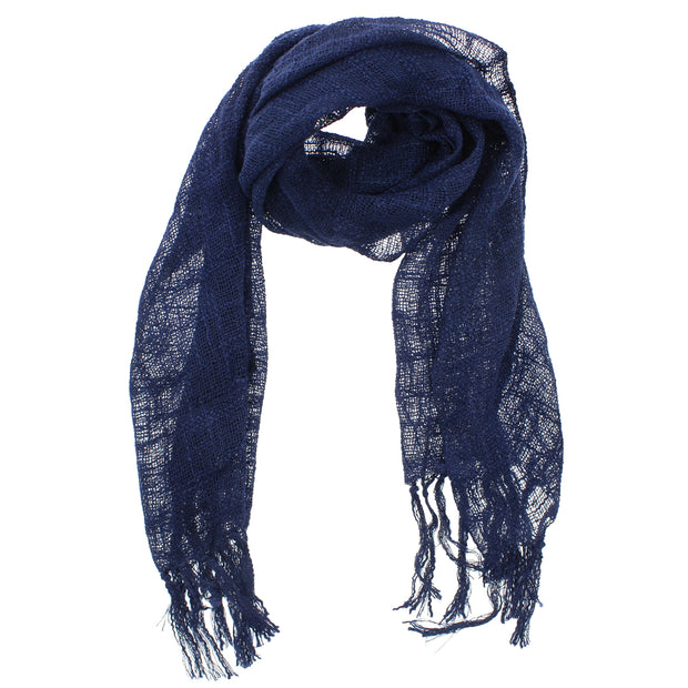 Plain Lightweight Cotton Scarf with Tassels