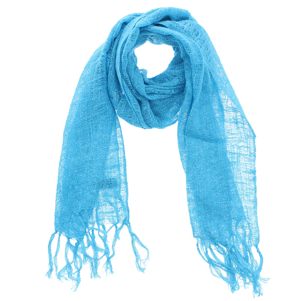 Plain Lightweight Cotton Scarf with Tassels